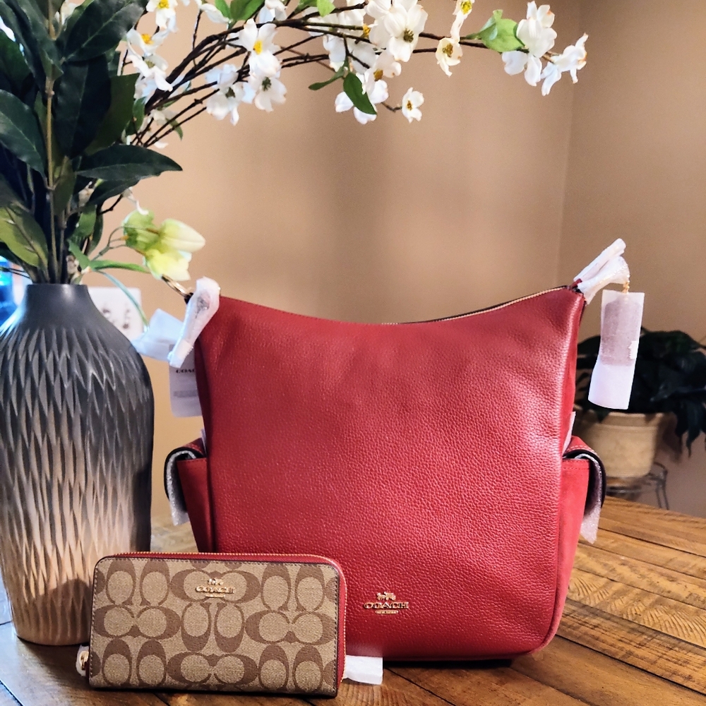 Authentic Coach Pennie Shoulder Bag and Matching Long Zip Wallet Bundle